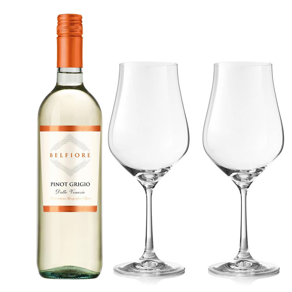 Belfiore Pinot Grigio And Crystal Classic Collection Wine Glasses